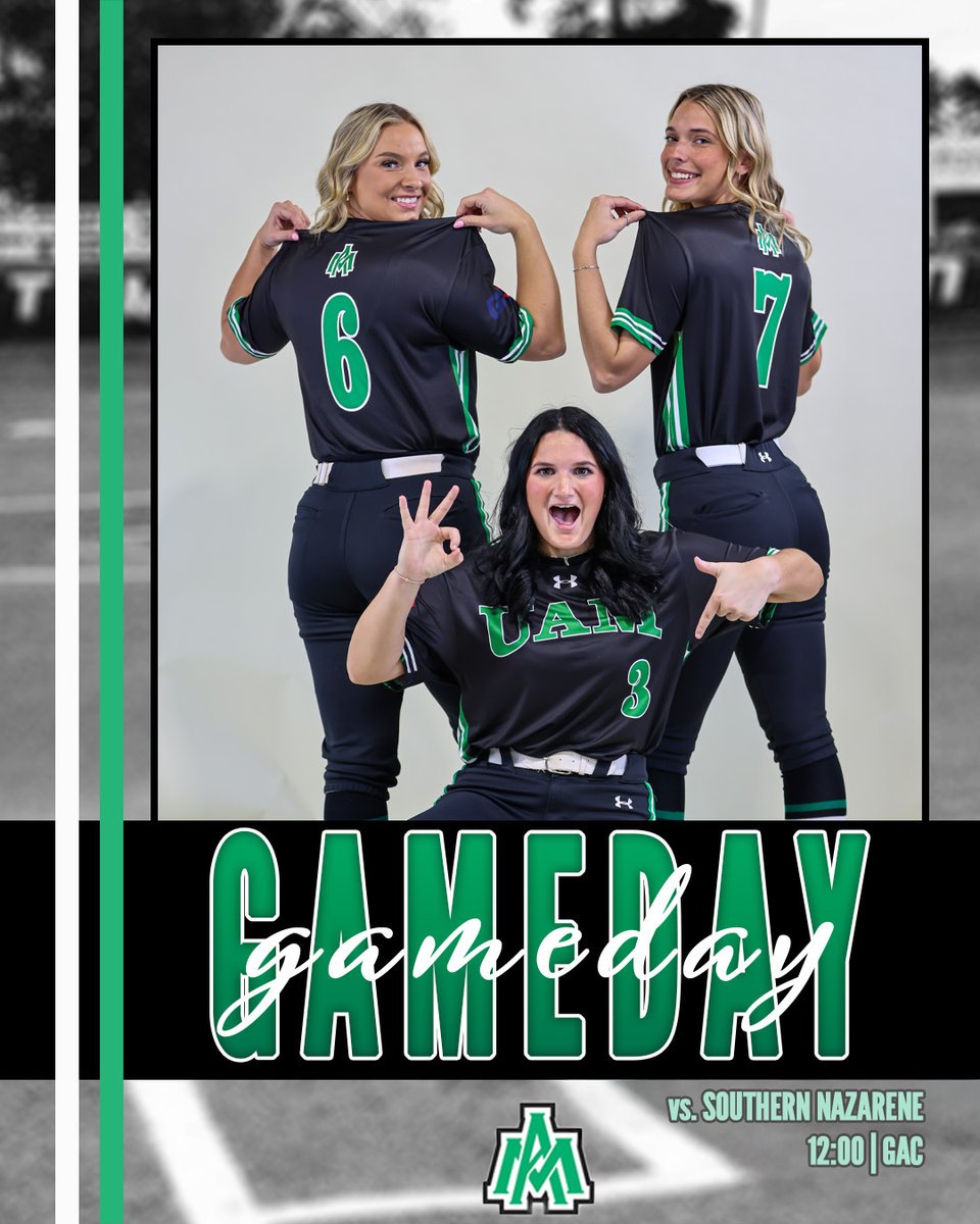 UAM_Softball's tweet photo. 𝗢𝗻𝗲 𝗹𝗮𝘀𝘁 𝗴𝗮𝗺𝗲 𝗼𝗳 𝟮𝟬𝟮𝟲! 💚

🆚: Southern Nazarene
⌚️: 12:00 PM
🏟️: Alvy Early Field at Ryburn Park
📺: https://t.co/NkyOGhR9CQ
📊: https://t.co/3ibXSLhxeV

#BlossomNation | #BuildYourHouse https://t.co/fm4XGcgZHu