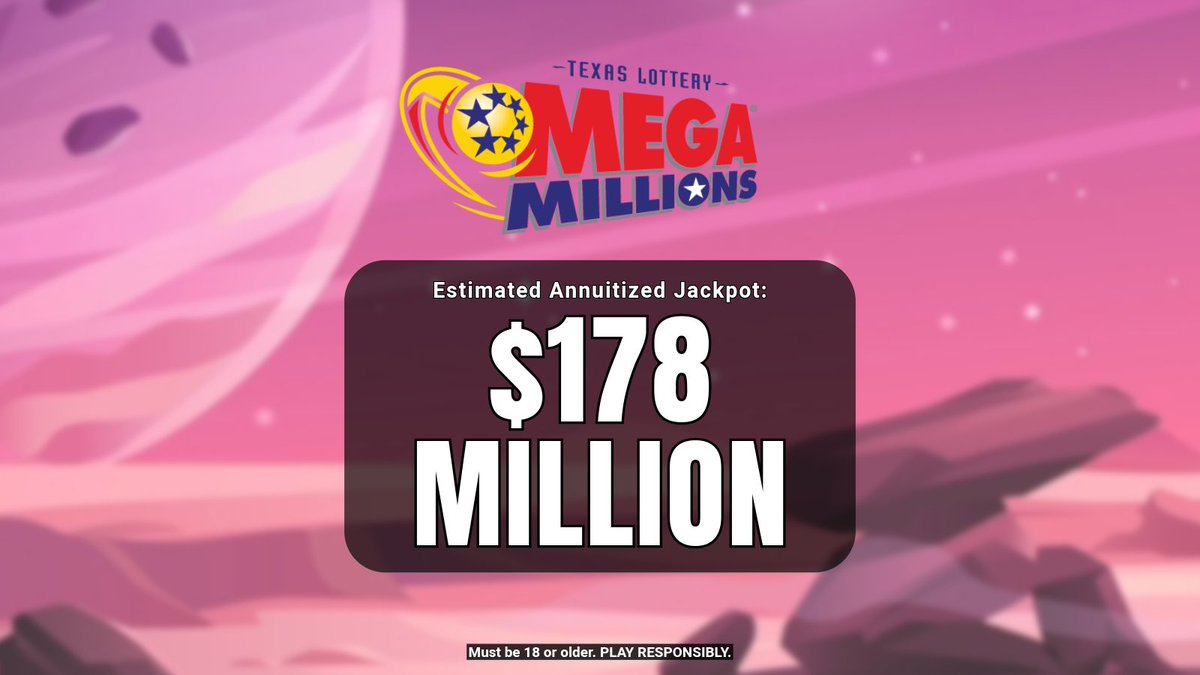 TexasLottery's tweet image. This jackpot is out of this world on #NationalSpaceDay! 🚀

TONIGHT’S #MegaMillions drawing is for an estimated $178 MILLION!

Pick up a ticket today at a #TexasLottery retailer near you.