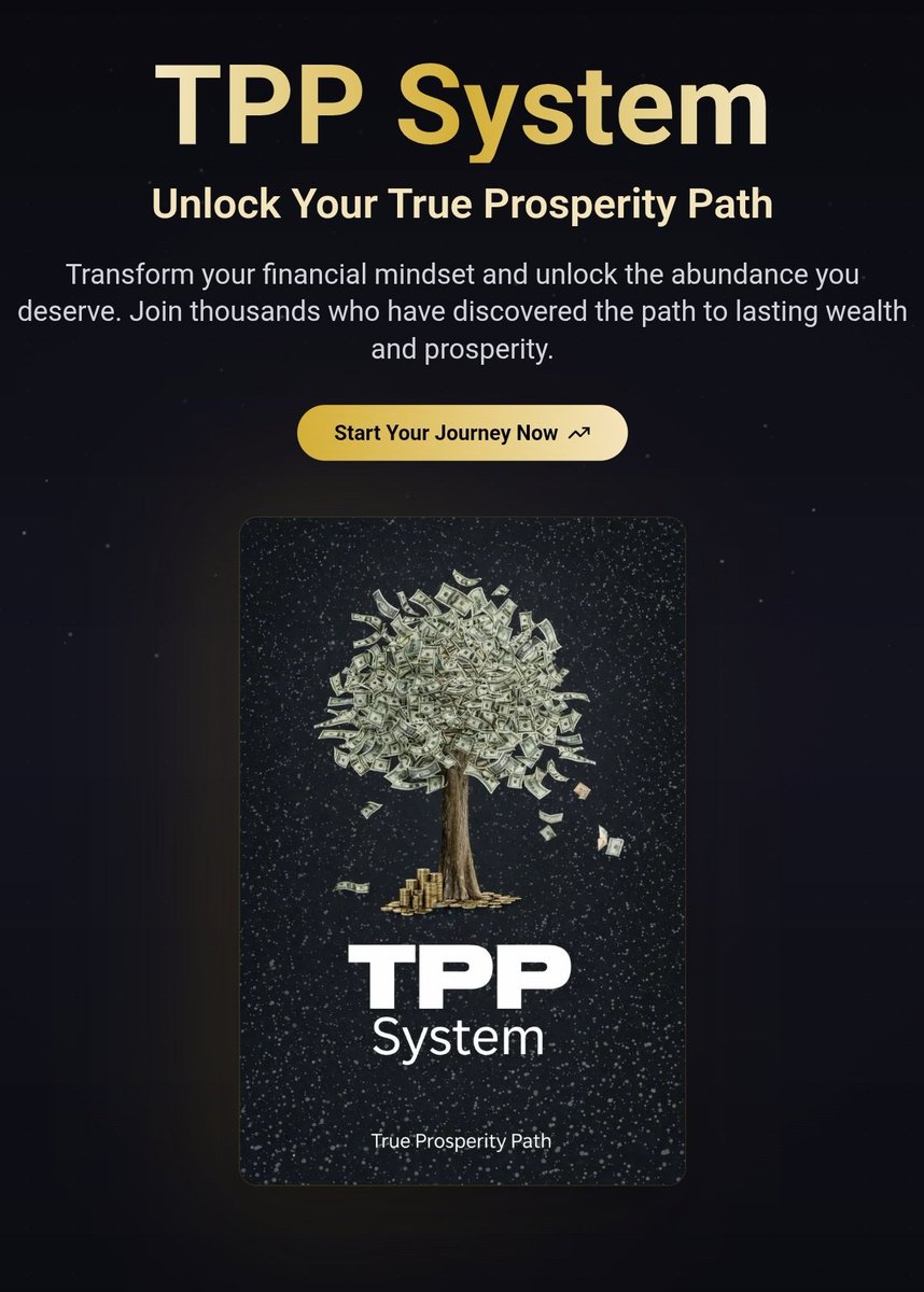 Mustafa_Hoca35's tweet image. TPP System 

Unlock Your True Prosperity Path 

Transform your financial mindset and unlock the abundance you deserve. Join thousands who have discovered the path to lasting wealth and prosperity. 

Start Your Journey Now 

checkout-ds24.com/redir/656847/d… 

#finance #money #business