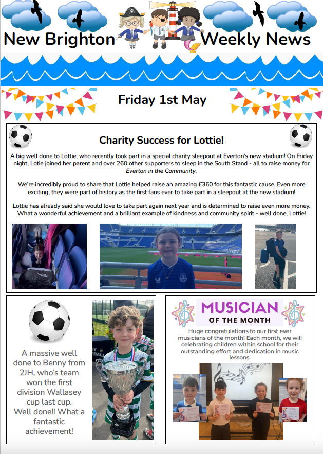 NewBrightonPS's tweet photo. This weeks newsletter is out now 😊Download the full version from the school website https://t.co/8ISbxO6KIv https://t.co/gd6b6II9SO