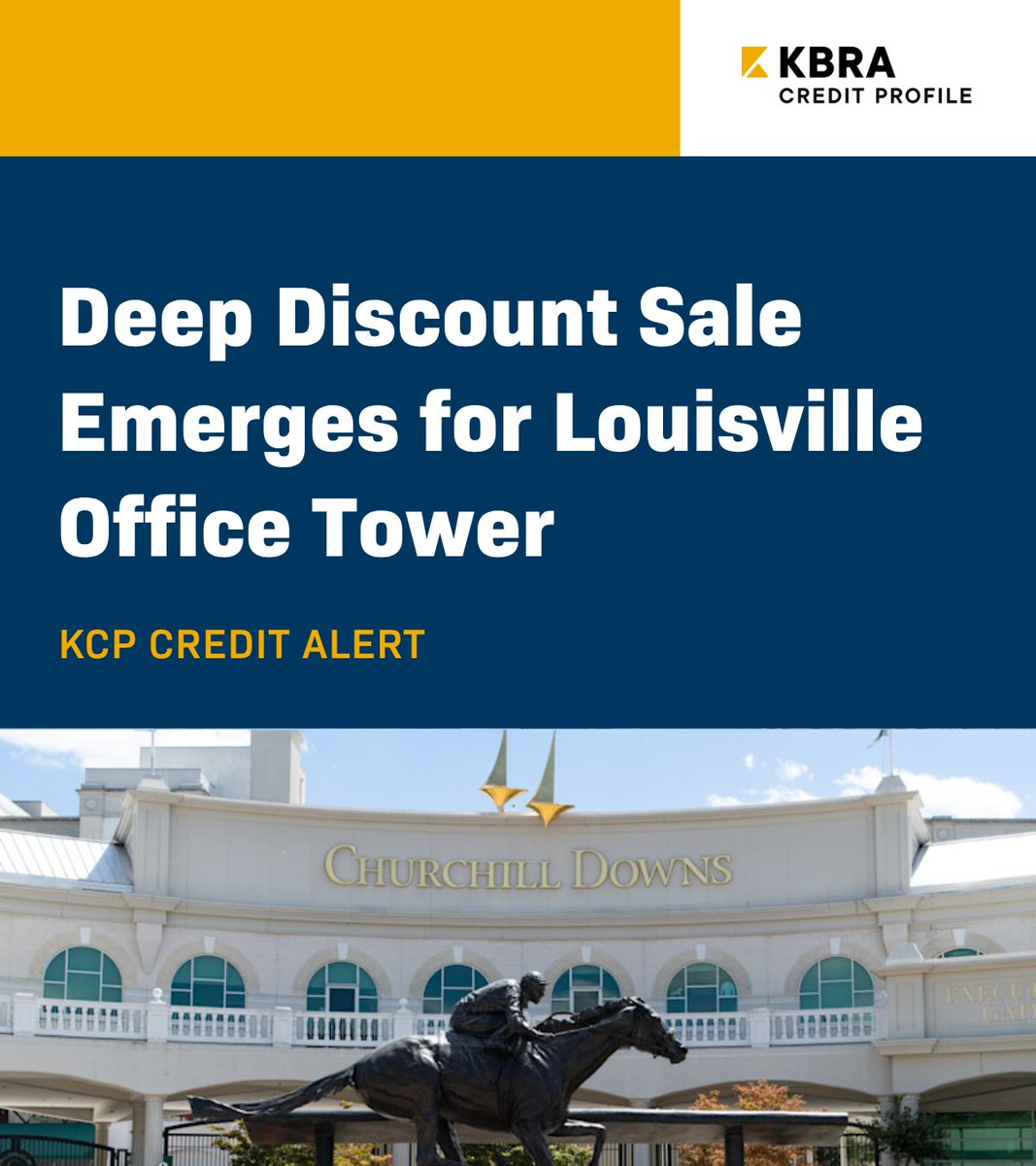 The property securing the $28.0 million Meidinger Tower loan (BBCMS 2019-C4, UBSCM 2019-C17) is being sold out of receivership to Indianapolis-based developer KennMar for $4.5 million ($14/sf). The expected sale price represents an approximate 89% decline from the $41 million