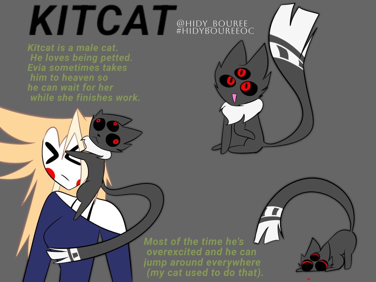 Hidy_bouree's tweet image. presentation of Kit cat ! #hazbinhoteloc #hidyboureeoc #Evia #cat