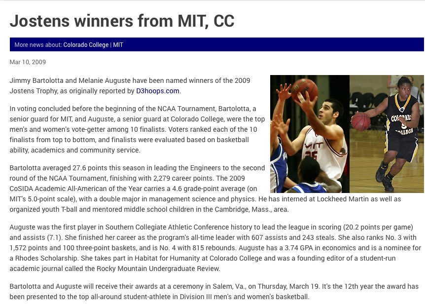 MIT Men's Basketball tweet media