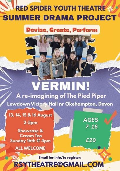 DramaGroups's tweet image. Red Spider Company is holding a "drama summer school" - see full details at dramagroups.com #Events #Aug2026 - you can list your event at @DramaGroups absolutely free! #amdram @followers