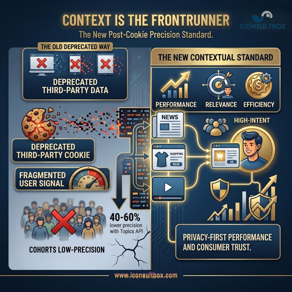iconsultbox's tweet image. Cookies are gone. Cohorts failed. Contextual ads deliver 50% more clicks, 30% higher conversions &amp;amp; 20% lower costs. Media teams aren’t waiting for Privacy Sandbox; context is the frontrunner. t.ly/zLGO7 #PostCookieAdvertising #AdTech #ContextualTargeting #iconsultbox