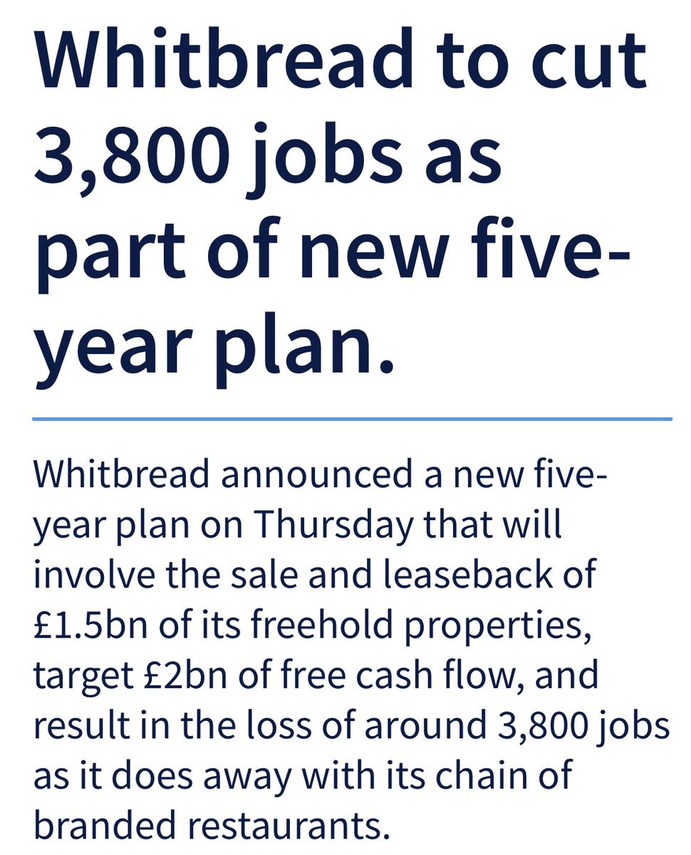 JamesMelville's tweet photo. Whitbread, which owns both Beefeater and Brewers Fayre, is planning to close all 197 of its standalone restaurant sites - which could effect 3,800 jobs.

Chief executive Dominic Paul said the decision followed “significant cost increases”, which includes higher employer National Insurance contributions and business rates.

Rachel Reeves is an economic illiterate. A wrecking ball to businesses.