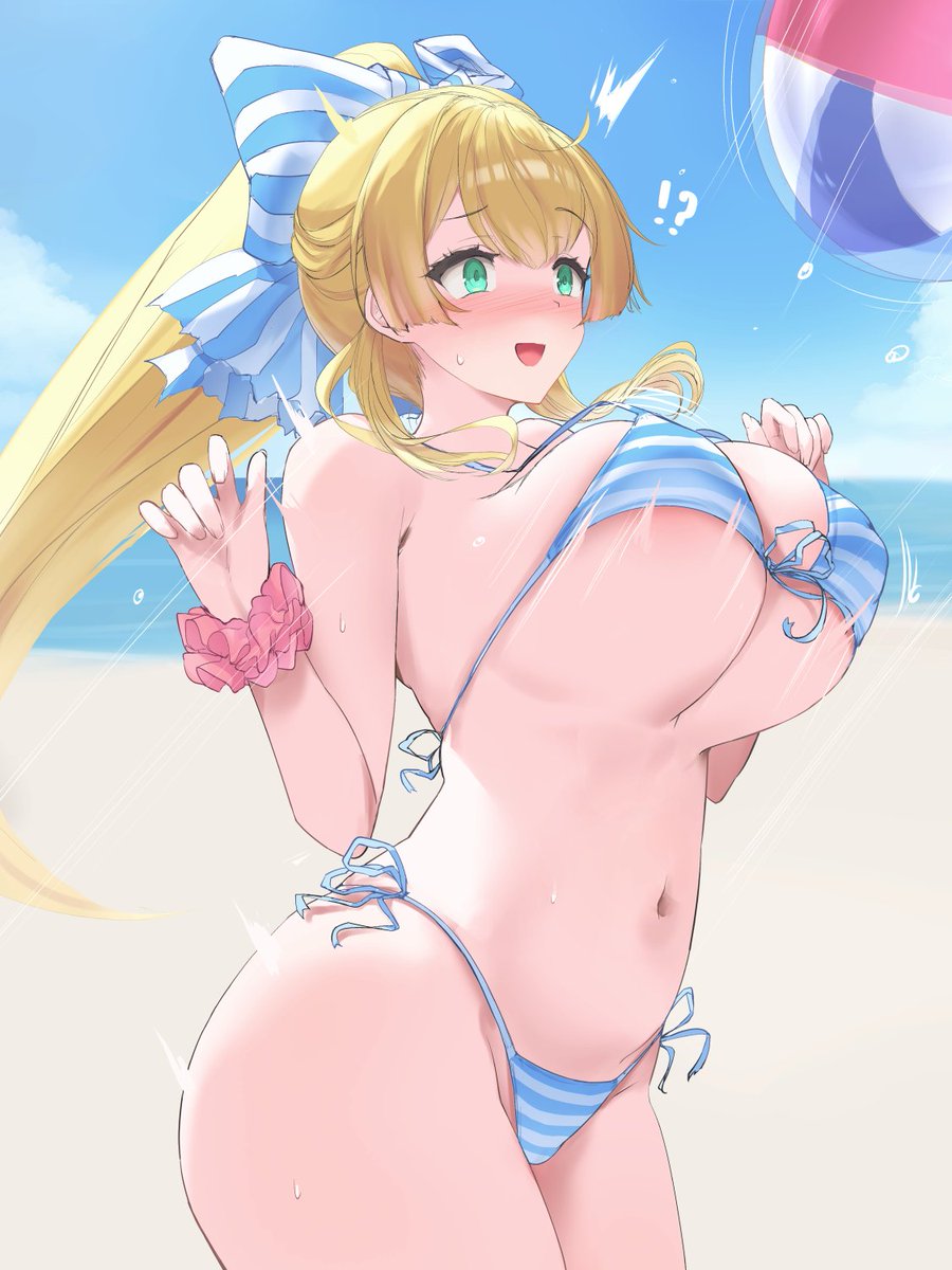 ビーチボールをぶつけられるサンドリヨンさん( °ω° ) 