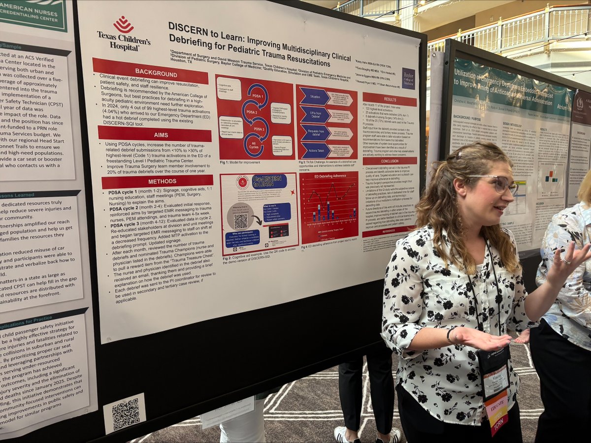 TCHQUEST's tweet image. Powerful learning at the Trauma Conference @TraumaCon! Kacey presents DISCERN to Learn, highlighting how strong multidisciplinary debriefing can improve pediatric trauma resuscitations. 
#TraumaCare #PediatricTrauma #Debriefing #DISCERNtoLearn