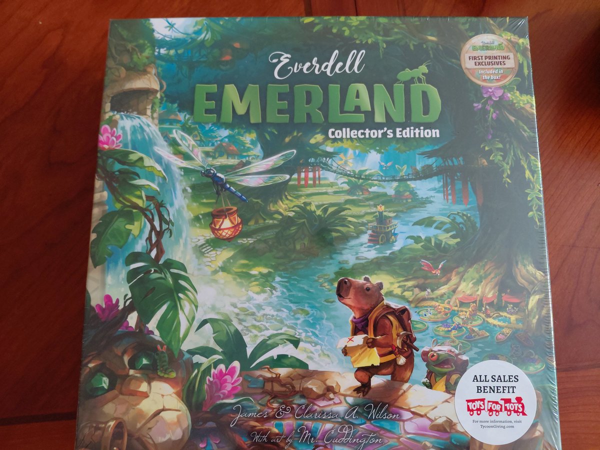 tompeske's tweet photo. Getting a new game in the mail is always exciting but it is a little more satisfying when it is one your worked on. Emerland is the last of the solo designs my wife  and I are doing forthe Everdell series. It has been a fun adventure.  #boardgames ##tabletopgames https://t.co/GdZduuIn02