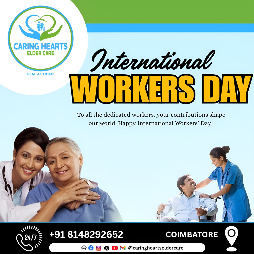 caringheartsEC's tweet image. Happy International Workers Day 
 
#Caringheartseldercare #Eldercare #Nursingcare #Kovai #Hospital #Care #Wecare #Homecareincoimbatore #Eldercareincoimbatore #Best #Seniorcare #RSpuram #Singanallur #Chennai #Coimbatore #Tirupur #Parents #Health #Medicalcare #Nurseathome #India