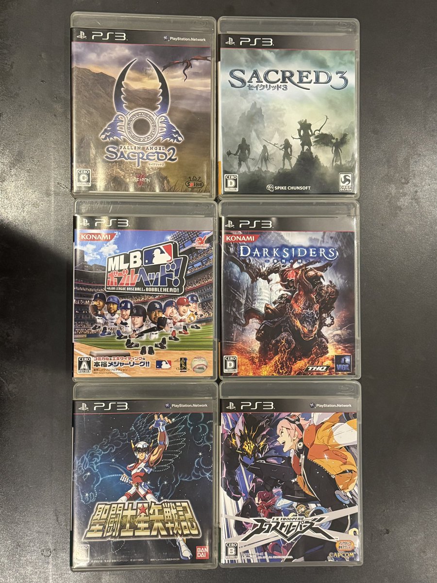 RedRabbit_para's tweet image. ゲームお宝探し

#PS3 
#セイクリッド2 
#セイクリッド3 
#MLBボブルヘッド 
#ダークサイダーズ 
#聖闘士星矢戦記 
#エクストルーパーズ 

ヤバい…
手を出してなかったPS3を買ってしまった💦