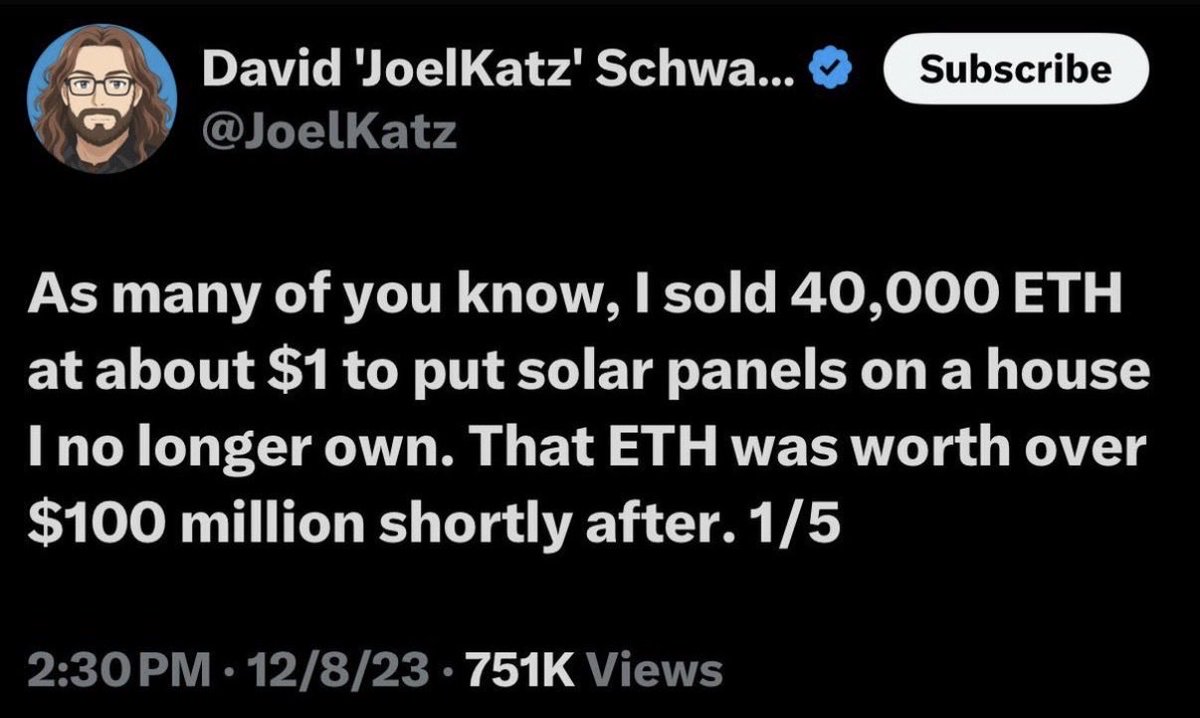 dheathington13's tweet photo. @unknowDLT He even didn’t think ETH would skyrocket from $1.00 either…👇🏻 https://t.co/gyU9WCKkEF