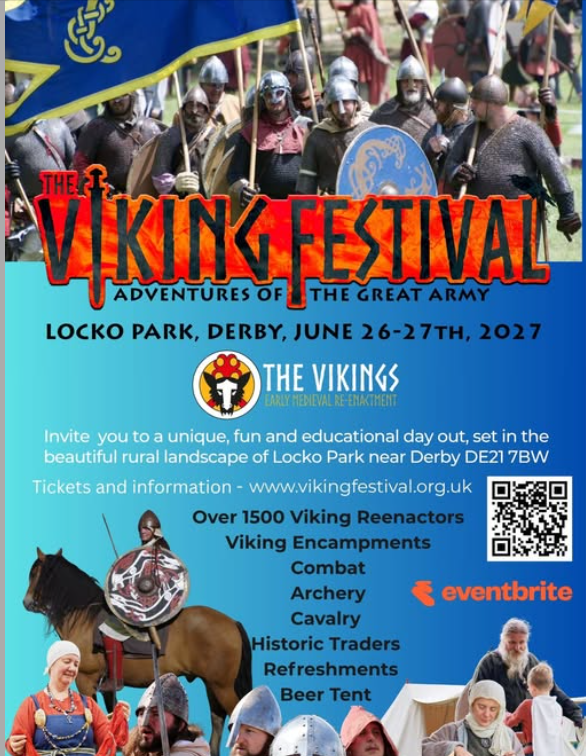 The Vikings Return
LOCKO PARK, DERBY, JUNE 26-27th 2027
Enjoy an immersive day out in the Viking era, when the Great Army camped near Repton.
vikingfestival.org.uk