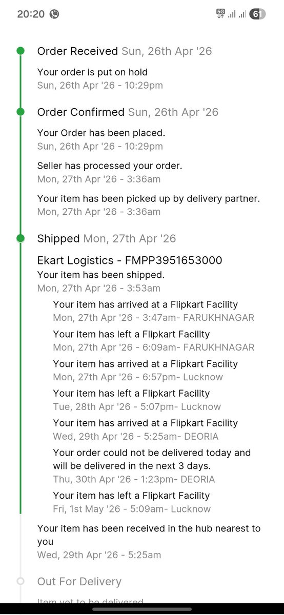 Afjalahmad8's tweet image. @Flipkart Ordered phone on 15 Apr (delivery 18 Apr). Not delivered, delayed to 25 Apr, then auto-cancelled. Replacement promised for 1 May, but still not delivered. Very poor service. Please resolve ASAP.#Flipkart #CustomerExperience #Delay