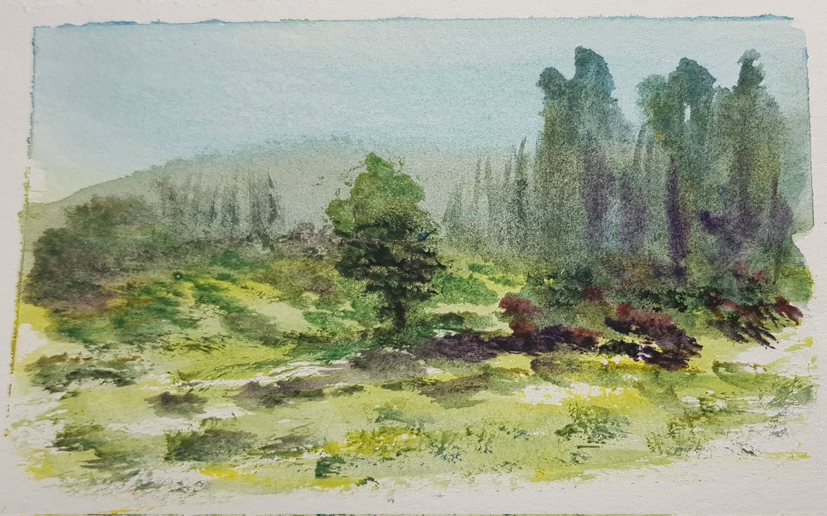 Goferbs's tweet photo. Little watercolor landscape.
#watercolor 
@charlesevansart https://t.co/gfh9XDMTi3