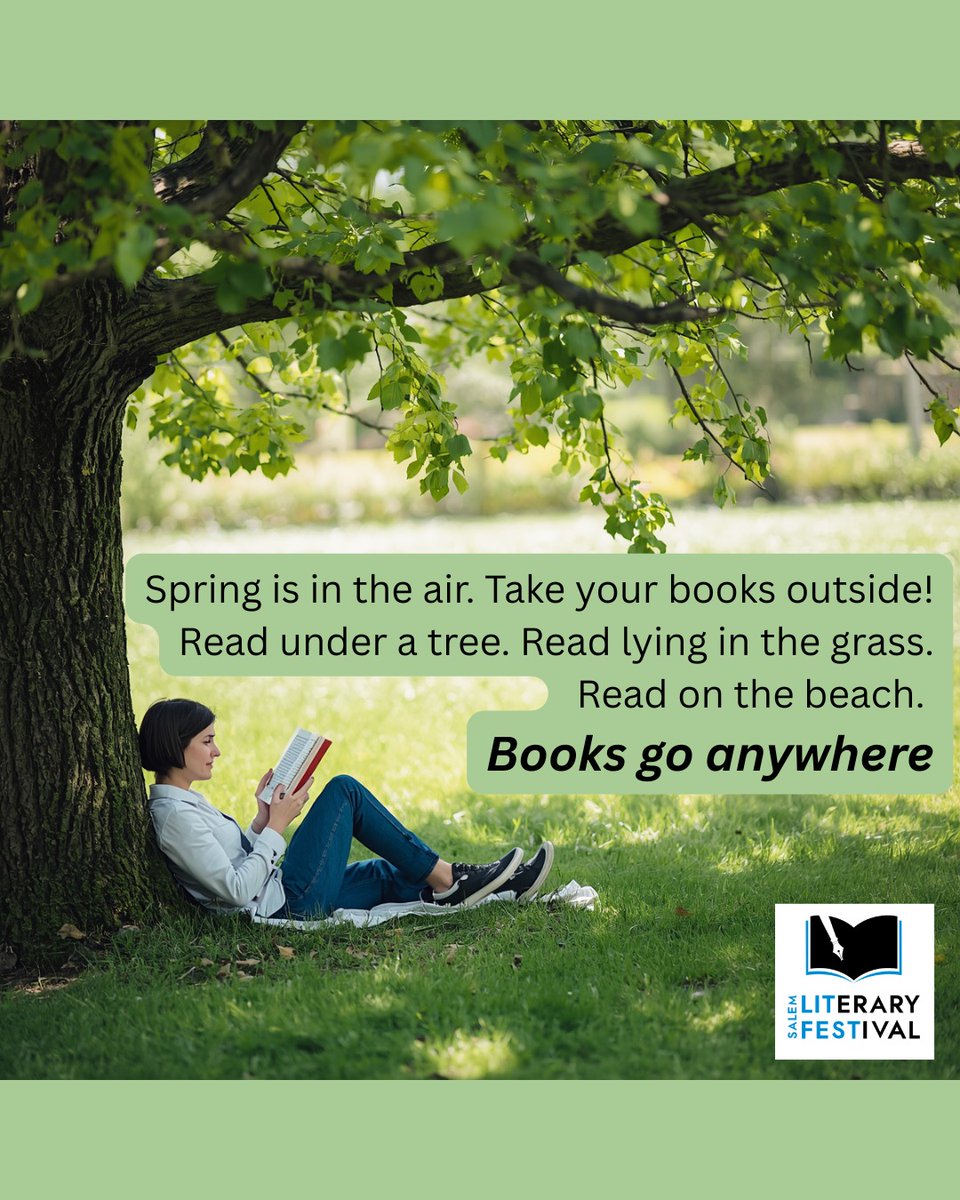 SalemLitFest's tweet photo. It's finally warming up, so grab those books and head outside! A public service announcement from your friends at Salem Literary Festival. 🌷🌸

#readoutside #spring #booklovers #readers https://t.co/upvXhqndiX
