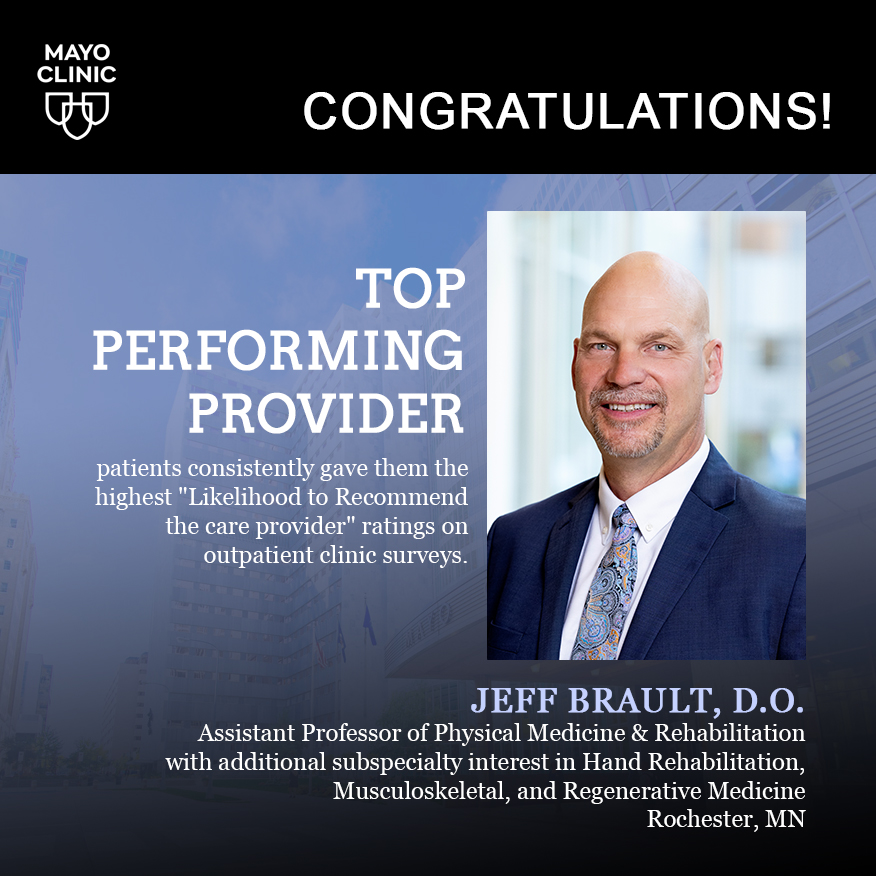 MayoClinicPMR's tweet image. So excited to share that Dr. Brault received Top Provider award! #thankadoc #mayoclinic