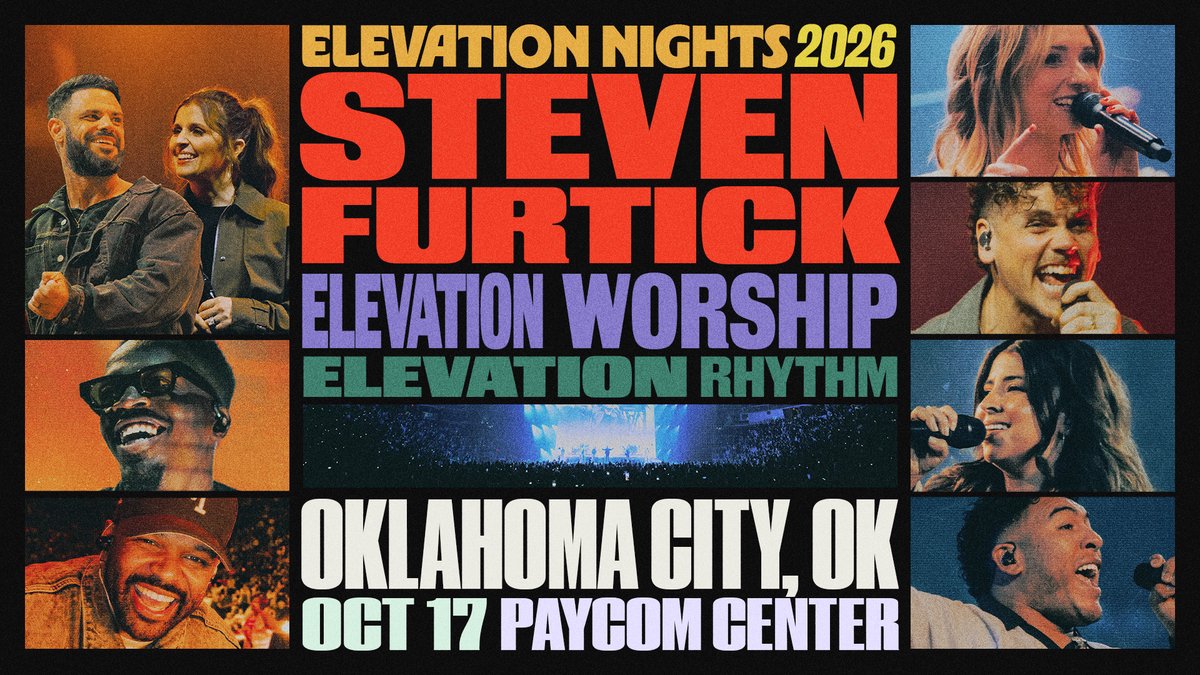 PaycomCenter's tweet image. ON SALE NOW 🚨 Get your tickets for the Elevation Nights Tour with Elevation Worship, Steven Furtick, &amp;amp; Elevation Rhythm coming to #PaycomCenter on Saturday, October 17! Tickets are now on sale at bit.ly/ENOKC26

#405LIVE | #OKC | #PaycomCenter