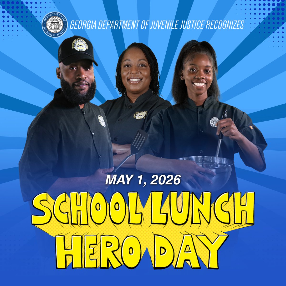 GeorgiaDJJ's tweet image. Today, Georgia DJJ celebrates our Nutrition and Food Service professionals for School Lunch Hero Day! Thank you for the care and dedication you show every day, helping nourish and support the success of our youth across the state.
#SchoolLunchHeroDay #TogetherWeCan #GeorgiaDJJ