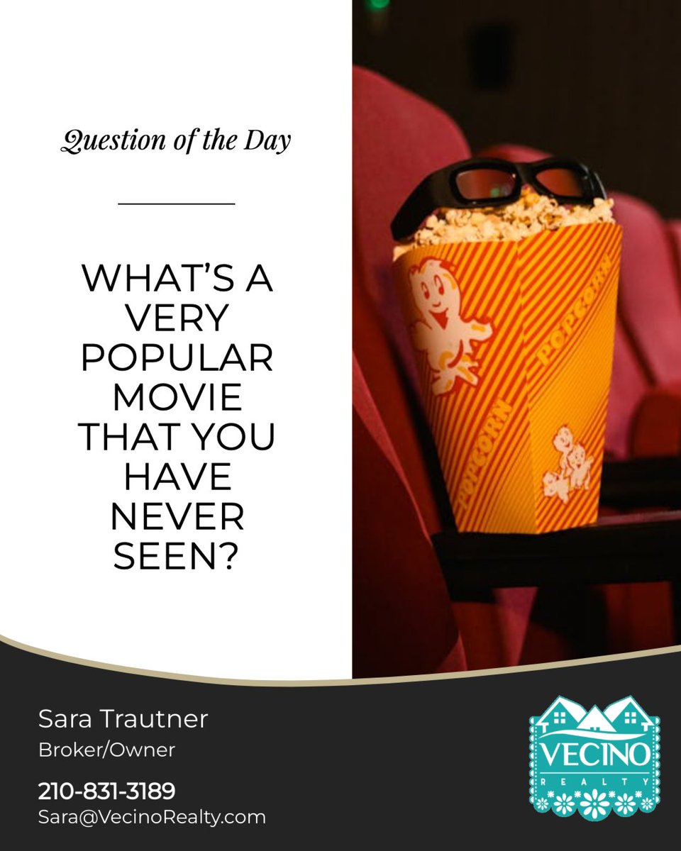 STinSA2's tweet image. Everyone has that movie… the one people can’t believe you’ve never seen. 🎬🍿

Maybe it’s a classic everyone quotes, a blockbuster everyone loves, or a fan fave that somehow slipped through the cracks.

What’s a popular movie you’ve never seen? 

#VecinoRealty #Broker