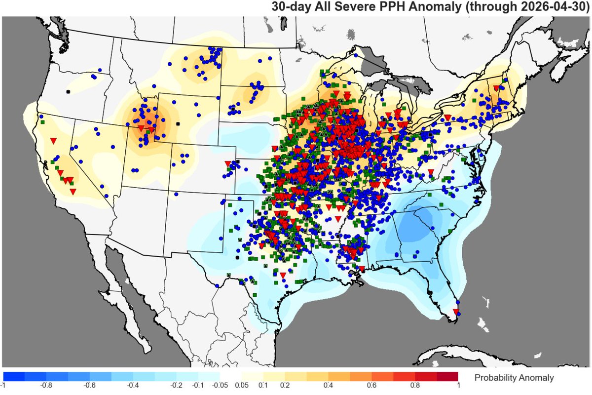 weathertrackus's tweet image. April is over! Here's where we stand in the severe weather department.

April's severe weather activity was very much focused across the Plains and Midwest. Activity was very much above-average for this region, but overall totals for the CONUS were around to a touch above