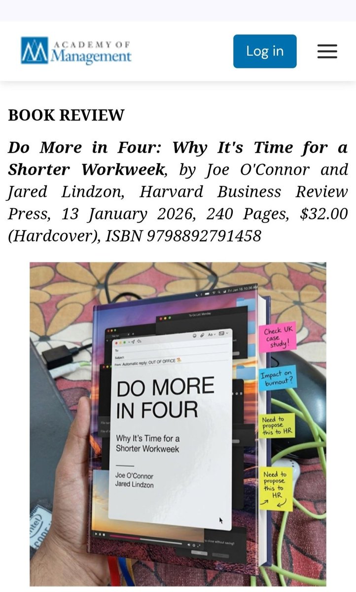 mayukhdifferent's tweet photo. https://t.co/79LqZ1oSw3 My Book review essay accepted by Academy of Management Blogs,  on "Do More in Four", reflecting on 100 years of 5-day work week. #IntLabourDay https://t.co/NoQt2xQag3