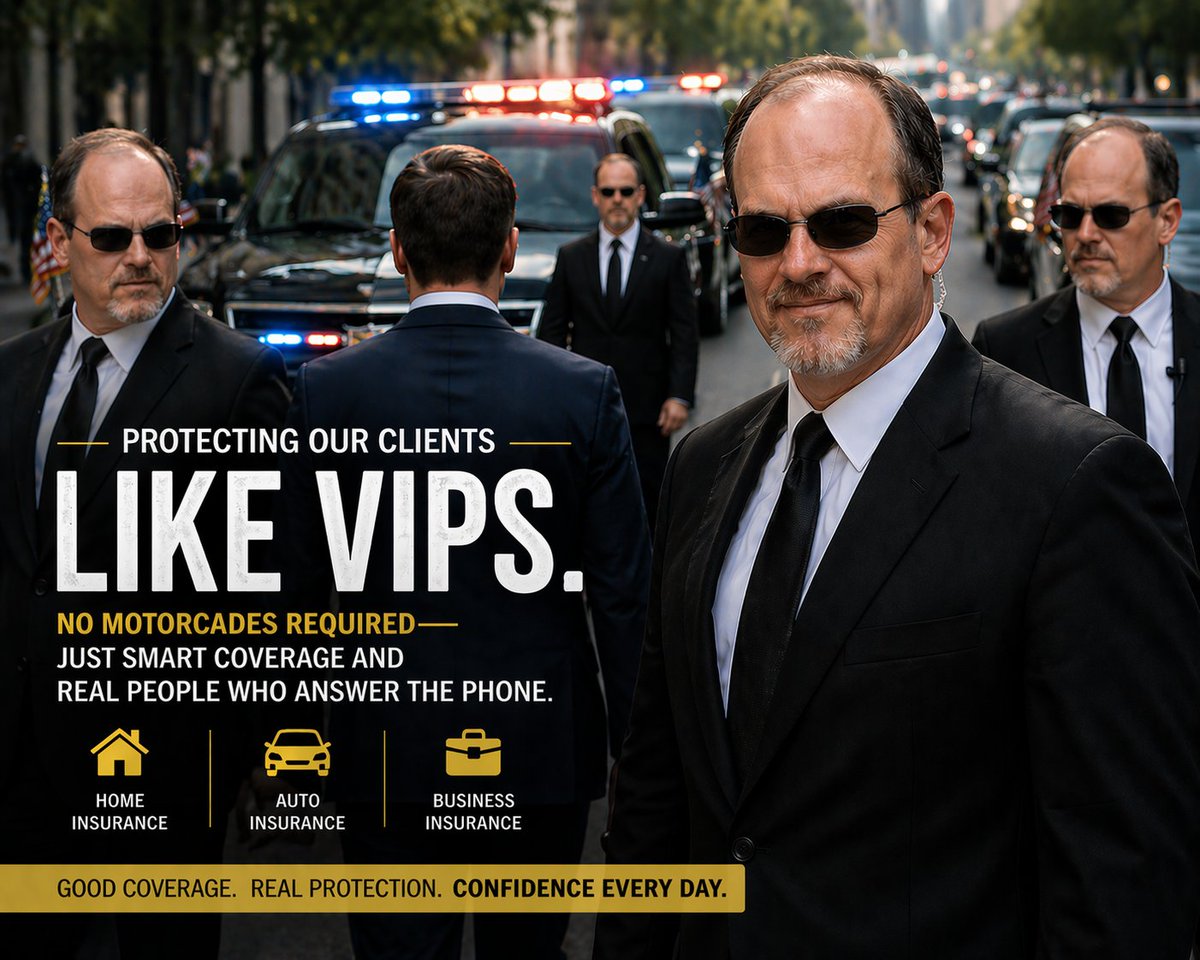 GreerCarr's tweet image. Protecting our clients like VIPs.

No motorcades required — just smart coverage and real people who answer the phone.

#Insurance #StayProtected #VIPProtection #StayReady #HomeInsurance #AutoInsurance #BusinessInsurance #LocalBusiness #ProtectWhatMatters #CoverageMatters