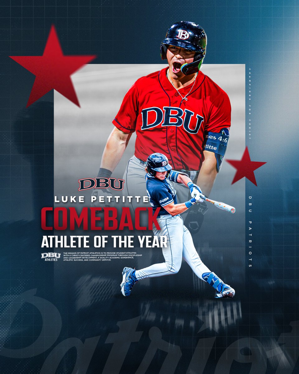 DBU_Baseball's tweet photo. Congratulations to Luke Pettitte, this year's Male Comeback Athlete of the Year!

#Champions4Christ https://t.co/cjZrqsYcTE