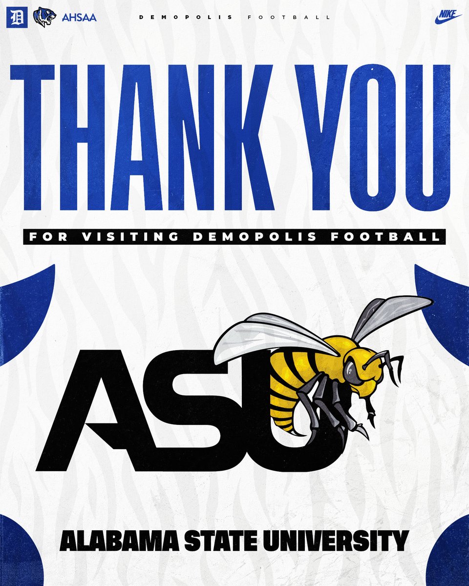 demopolisfb's tweet photo. Thank you to Coach Carr with @BamaStateFB for stopping by to recruit our student-athletes! 

📍 Demopolis | #BlueHeat https://t.co/odsGZaB2fp