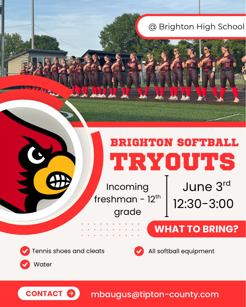 CardzSoftball's tweet photo. Brighton High School Softball tryout information: https://t.co/iIFoItFh4D