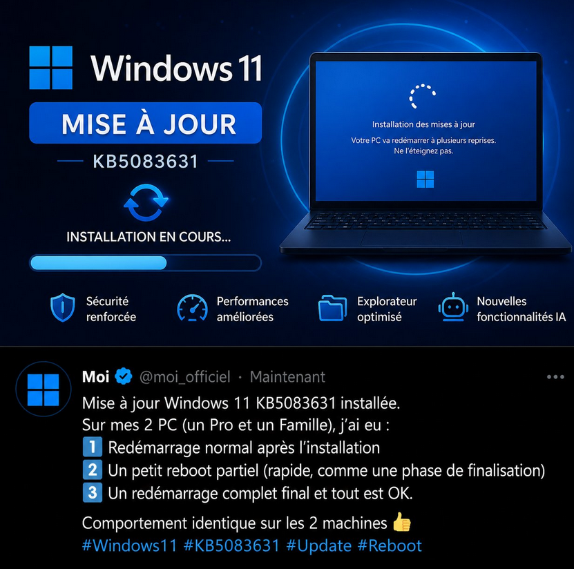 softraider's tweet image. KB5083631 #Windows11 #Microsoft #Update #KB5083631 #Tech #Informatique #PC #WindowsUpdate #Reboot #Bug #France