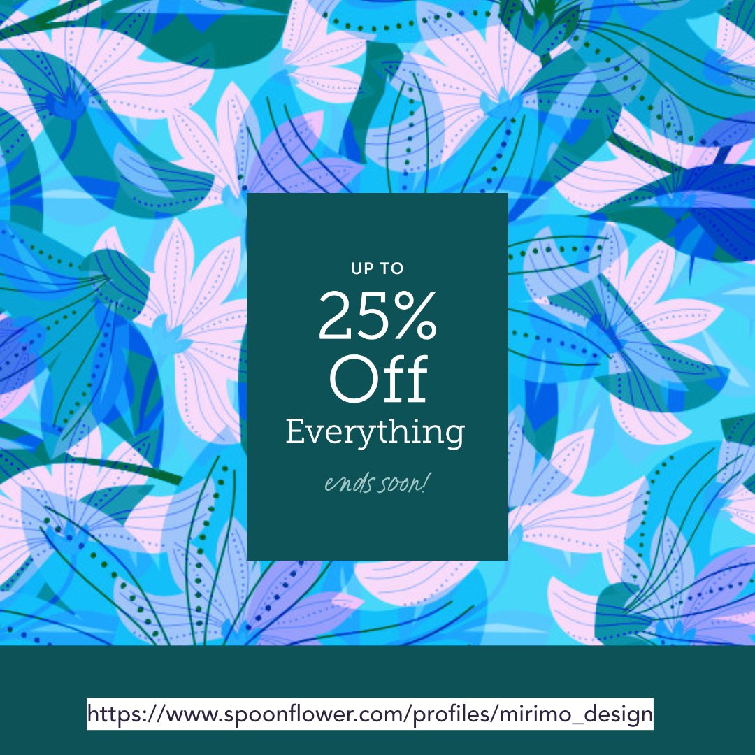 mirimodesign's tweet image. mirimo_design's shop on Spoonflower: fabric, wallpaper and home decor
25% off everything
buff.ly/ak1O0z1
#spoonflower #sales #fabric #wallpaper #homedecor