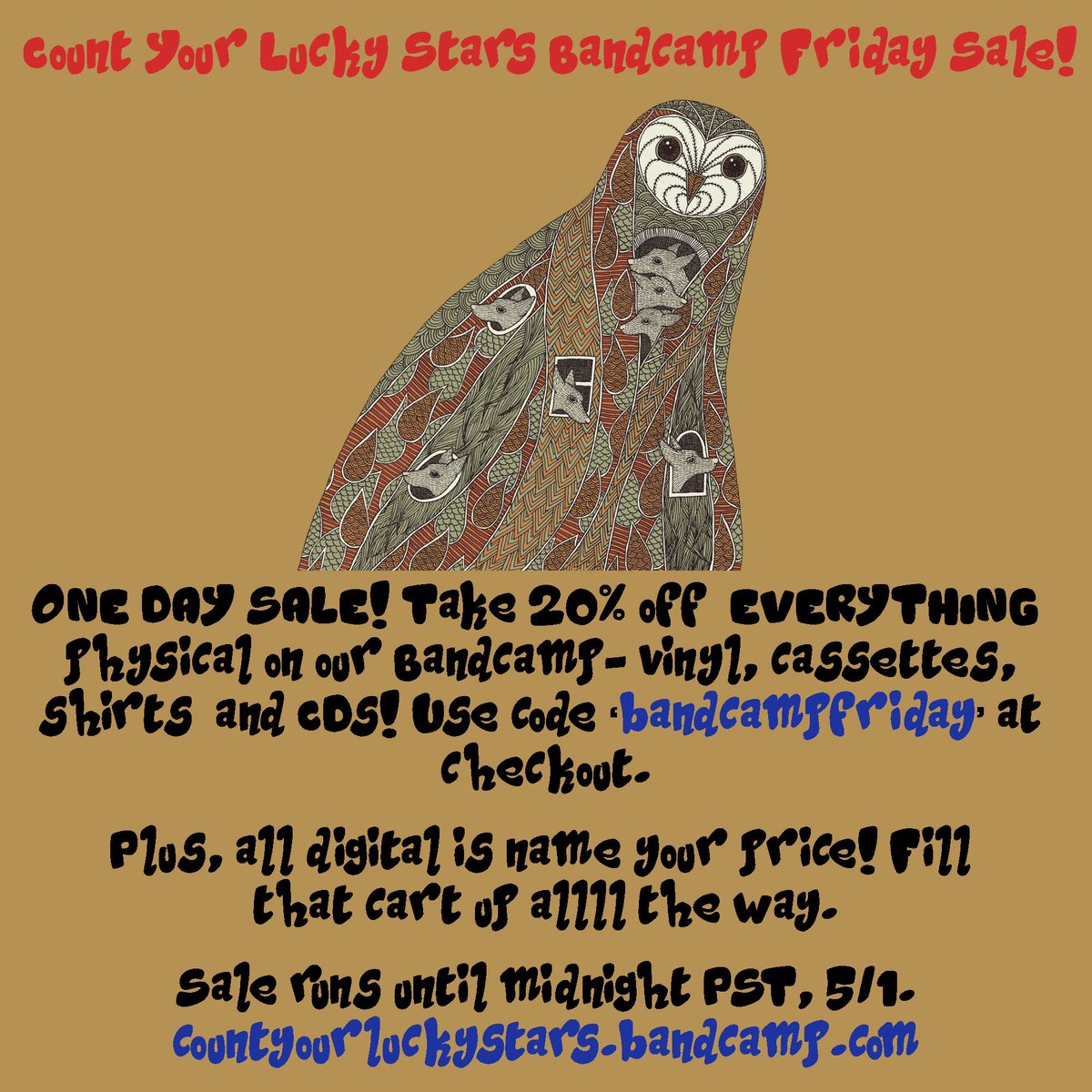 eeiwale's tweet photo. It’s Bandcamp Friday at @cylsrecords today! For the first time since we’ve had them, get 20% off our new shirts and the What It Takes repress. Same with my other projects @MtOriander and @PartingBand and so many other bands: https://t.co/DOfvT7iAA3

Use code ‘bandcampfriday’! https://t.co/VAIQkkI0Lt