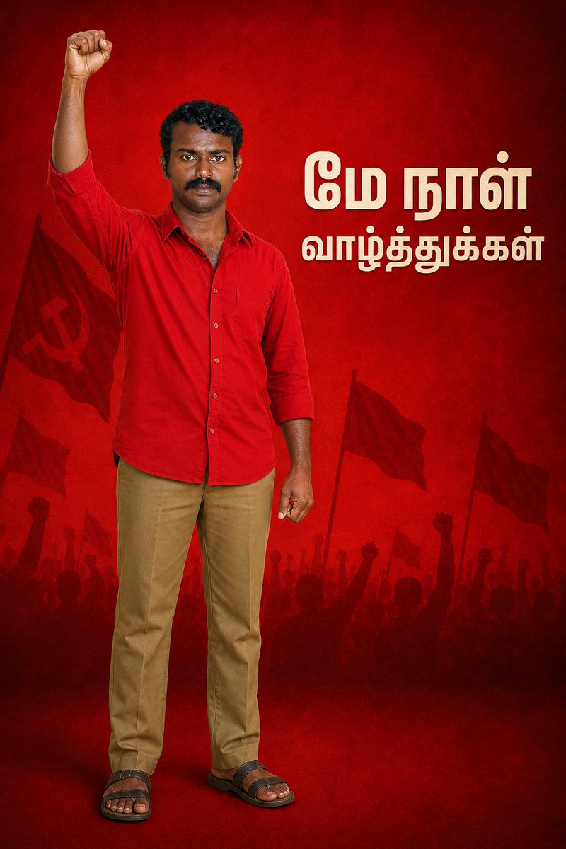 IM_AustinSamuel's tweet image. சீர்திருத்தமல்ல புரட்சியே பொதுவுடைமை படைக்கும் என்று அறுதியிட்டு உறுதியாய் அத்திசையில் உழைக்கும் தோழர்களுக்கு மே நாள் வாழ்த்துக்கள்.
கம்யூனிசம் போராடும்.
கம்யூனிசம் வெல்லும்.
Note: Image of mine wishing #MayDay. Created by #ChatGPT through my comments.
#Austin