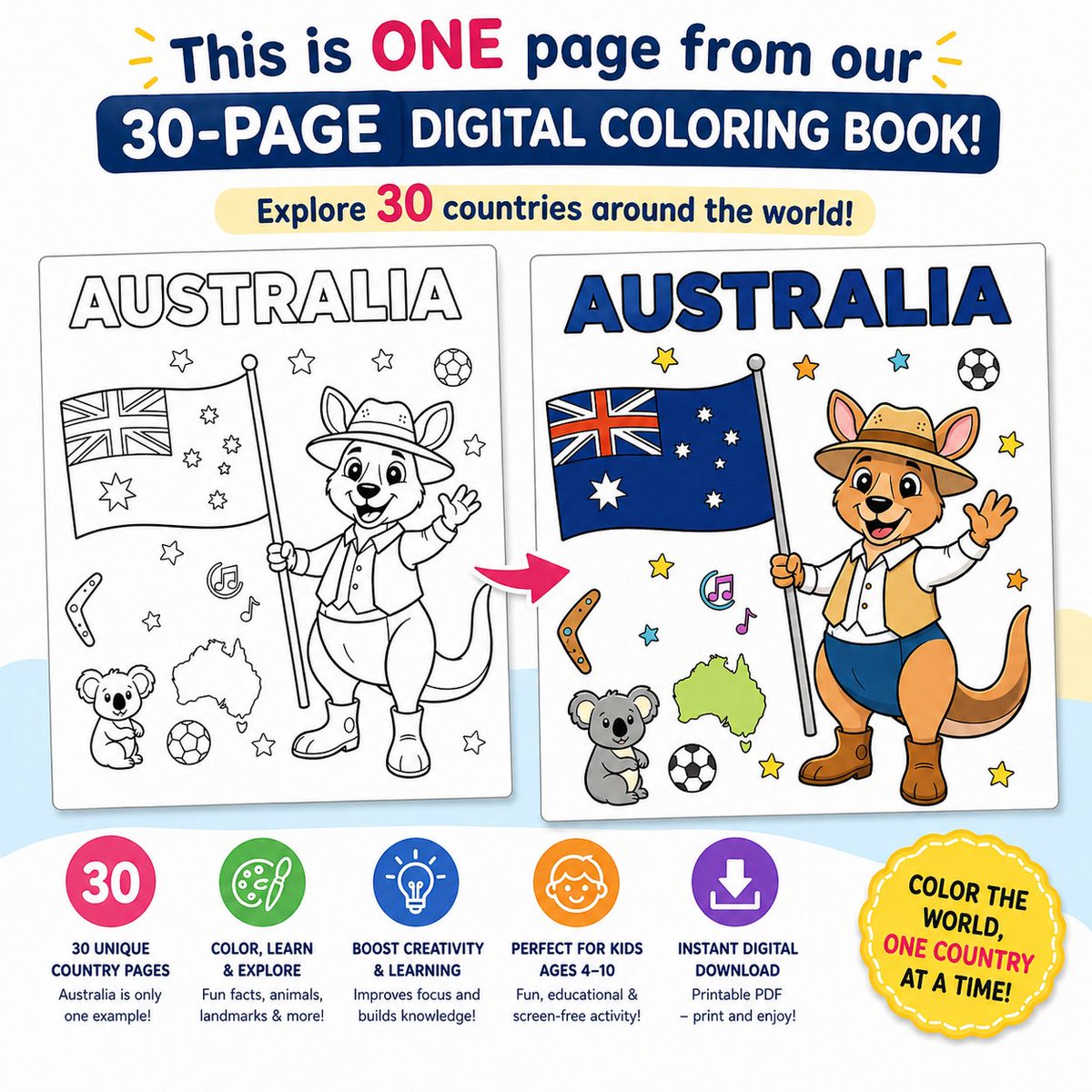 AhmedMo01077696's tweet image. 🇦🇺✨ Australia is just 1 exciting page from our 30-country World Cup Coloring Book!
Kids can color cute mascots, flags, and fun national symbols while learning about the world. 🌍🎨
🦘 Fun
🎨 Creative
📚 Educational
📥 Instant Download
#GameBoy #book #toddler #children #usa