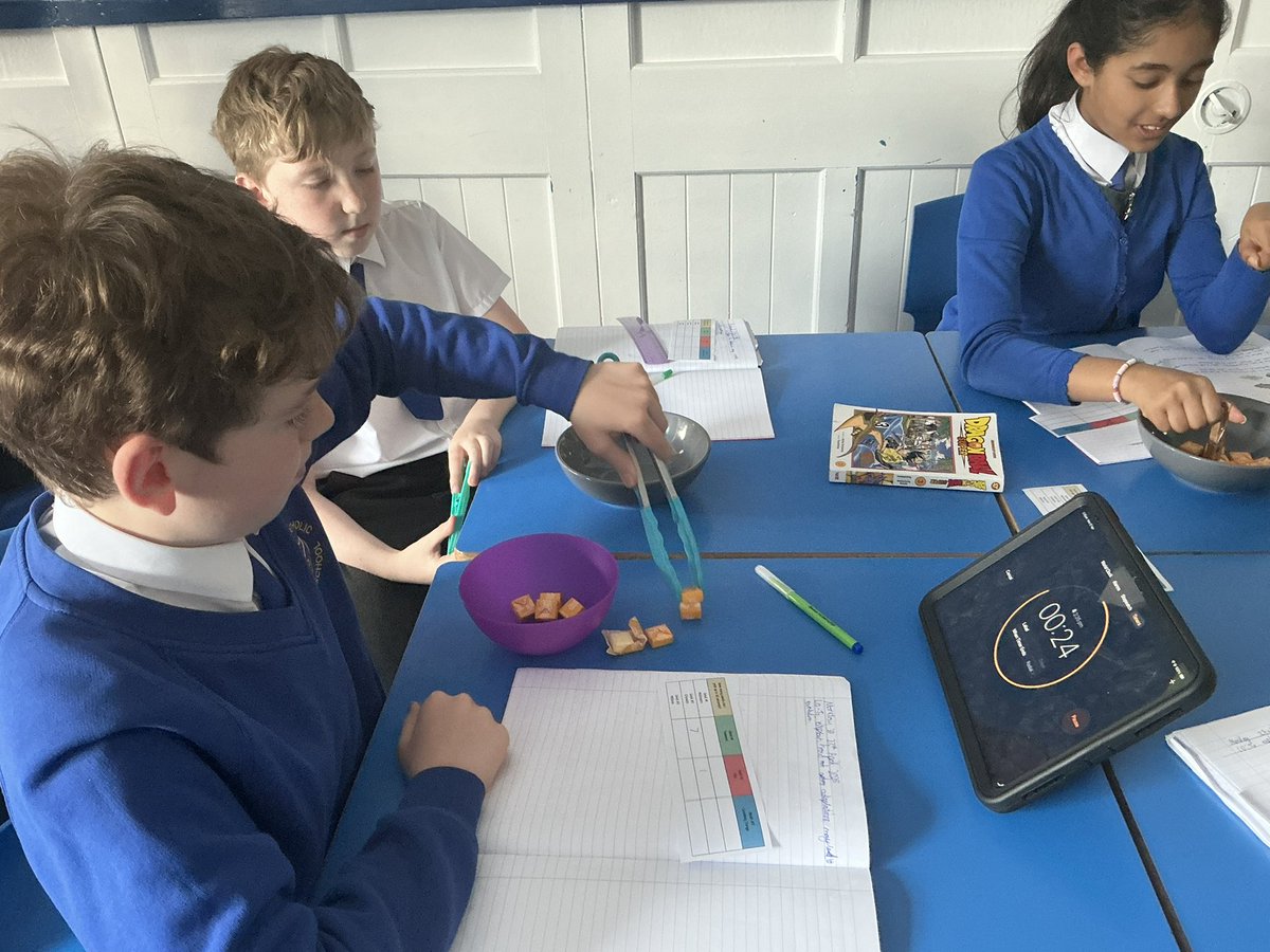AbbeyPrimary's tweet image. #Y6 conducting an experiment testing how a Finch's beak has adapted to eat different sized seeds. #Science