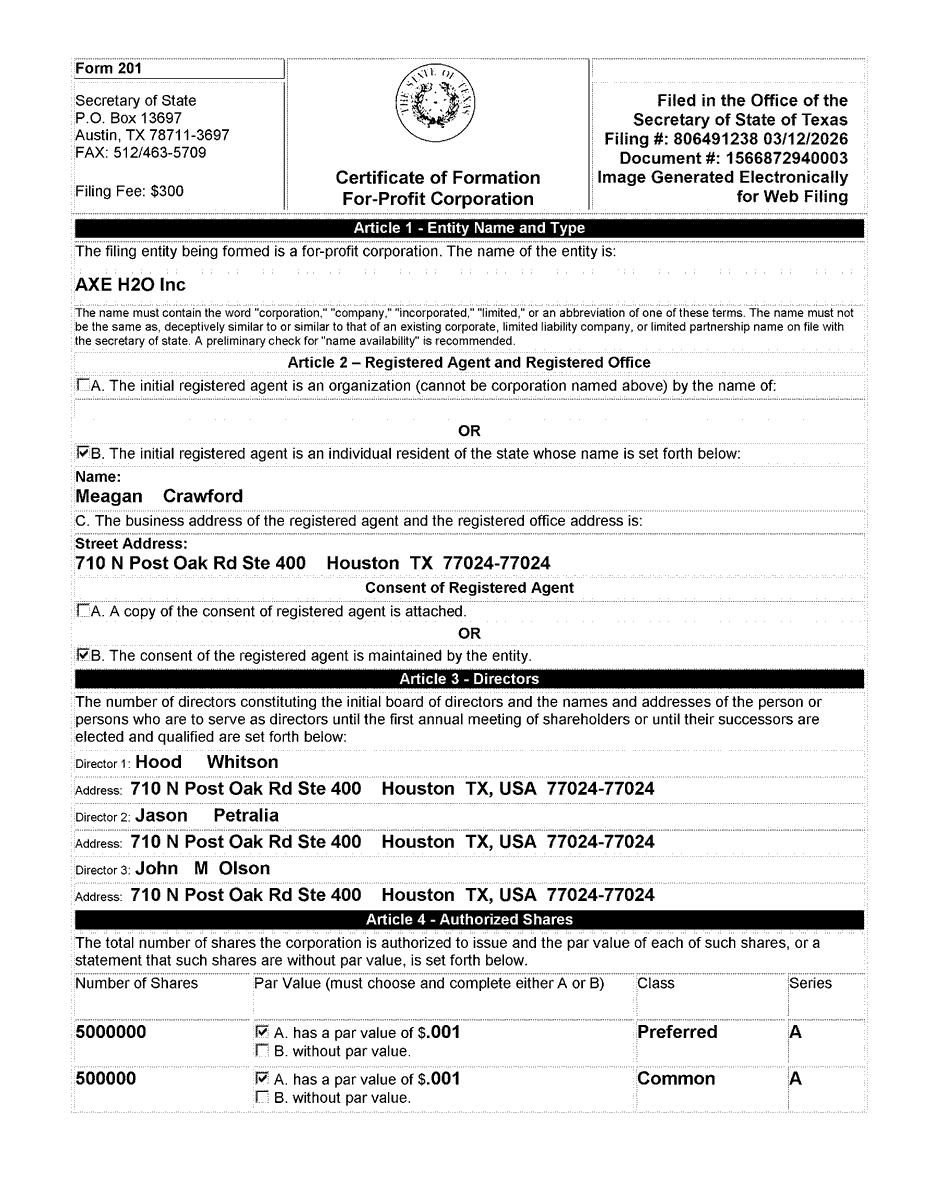 nick_wafer's tweet photo. @DylanBaddour Here is the certificate of incorporation for their corp showing the two other directors besides Olson. https://t.co/6dMJJdbHUv
