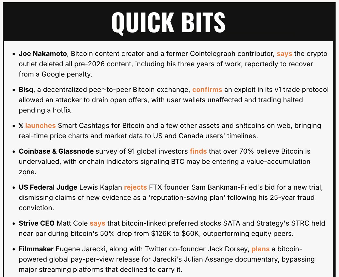 BTCBreakdown's tweet image. Issue #535 of Your Daily Bitcoin Breakdown newsletter is now live! Check out today’s top stories and a sneak peek at the latest Quick Bits. Full issue is available here: btcbnews.com/535 #BitcoinOnly