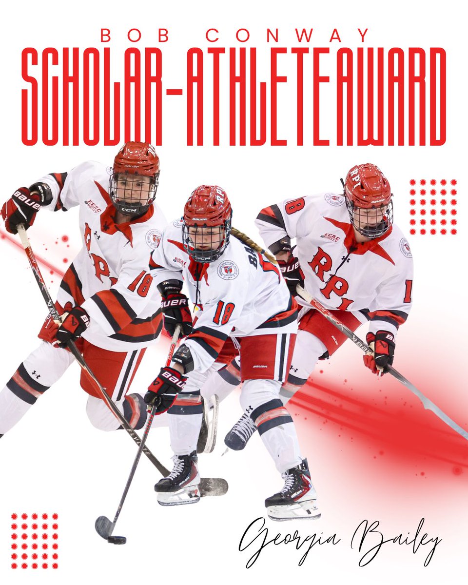 RPI_WHockey's tweet photo. Excelling in every arena 📚

Georgia Bailey earns the Bob Conway Scholar-Athlete Award. 

Biology major | 3.62 cumulative GPA | 3.91 fall term

#LIFTUP https://t.co/MlGVrmJZeJ