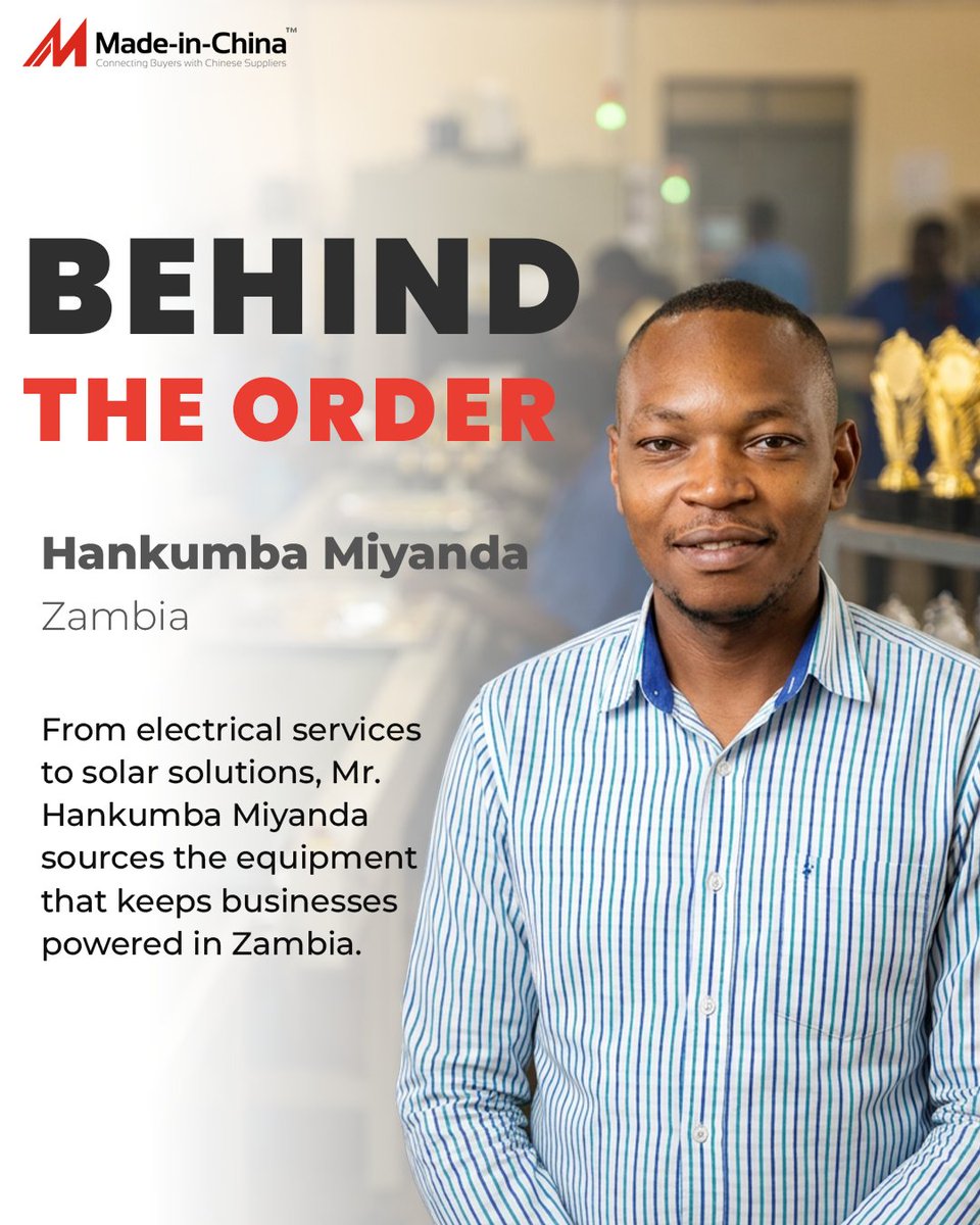 madeinchina_b2b's tweet image. Zambia-based Hankumba Miyanda sources motors, solar systems, and more via Made-in-China.com. He highly recommends our platform for smooth sourcing and reliable business supplies! 🇿🇲⚡️ 

#Sourcing #MIC #MadeInChina #BehindTheOrder #SmartSourcing #BuyerStory #Inverters