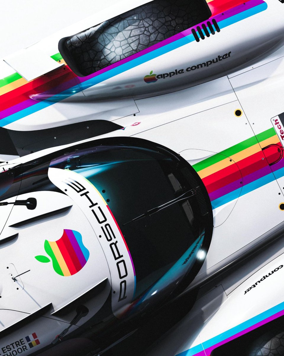 DigitalTrends's tweet image. Porsche brings back its Apple Computer livery for Apple’s 50th, inspired by the 1980 Porsche 935 that raced at Le Mans.

Media: @porsche

#porsche #apple #technology #technews