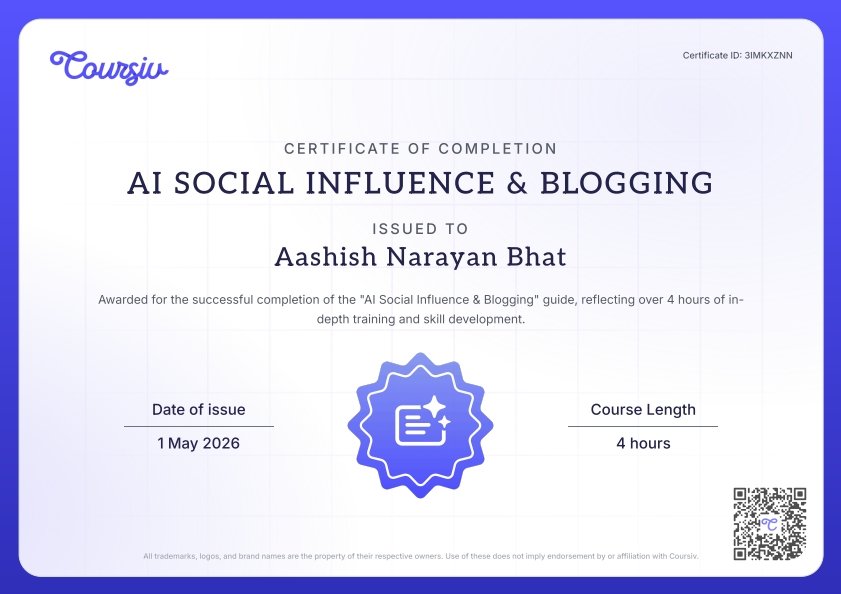MortalHumanMI's tweet image. Exciting News: I've Completed My Course!

I'm thrilled to share that I've completed the AI Social Influence &amp;amp; Blogging course on Coursiv. You can view my certificate here: app.coursiv.io/certificates/p….

🔗coursiv.io/?utm_source=pr…

#Coursiv #Learning #Skills #AI