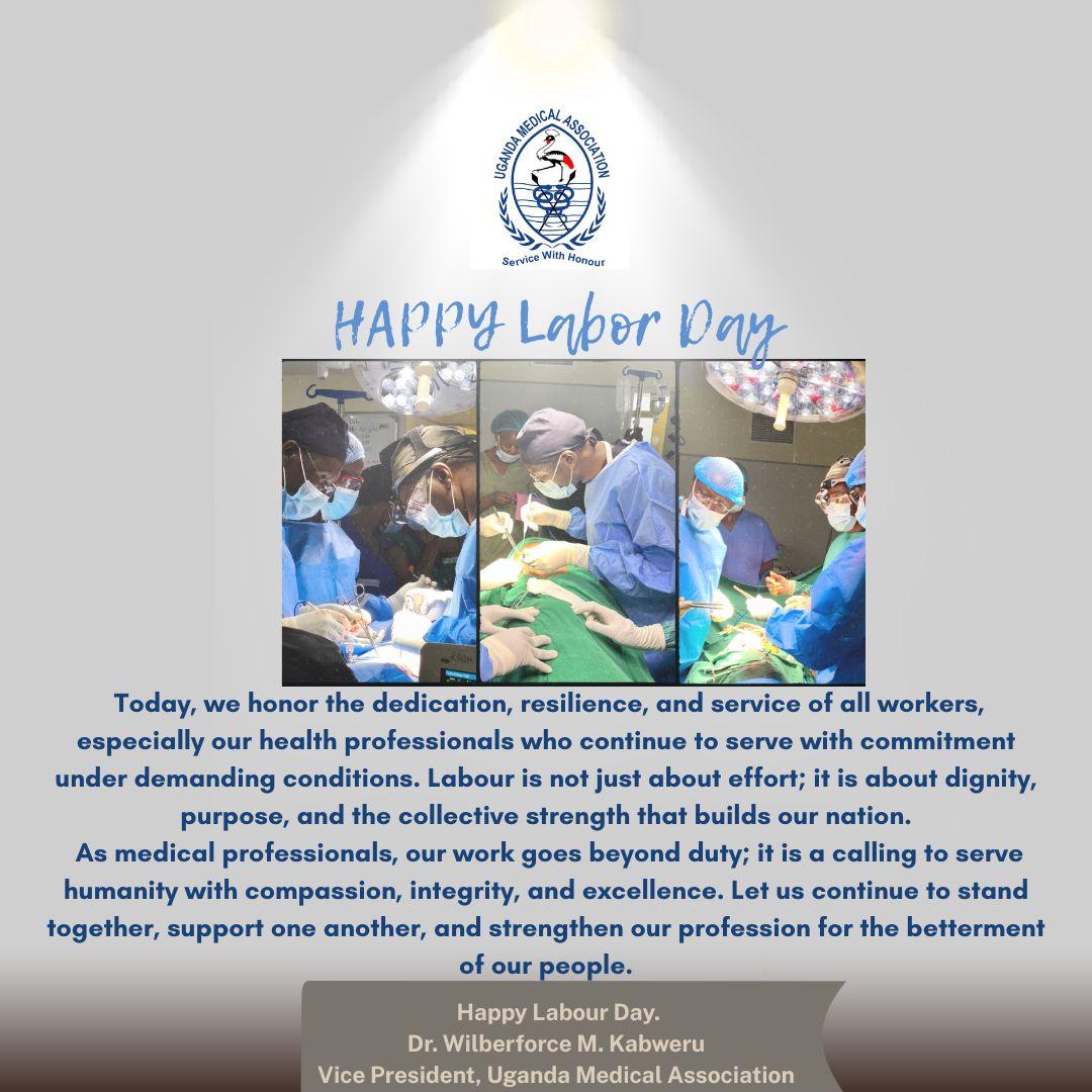 V.P U.M.A Dr Kabweru celebrating International labour day in theatre. For God and My Country. Service With Honour.