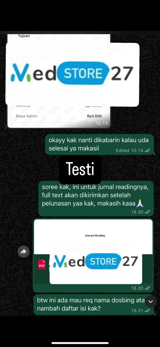 Open tugas kedokteran, joki REFARAT koas, joki laporan kasus, Joki journal reading, joki PBL/LO, olah data spss kedokteran, Joki makalah, JOKI PPT, dll

AMANAH, PRIVASI, Harga terjangkau

DM x/IG medstore.27 ya

#zonauang #catatankedokteran