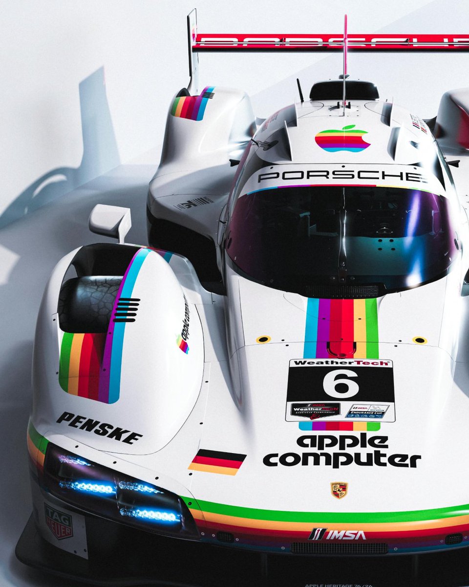 DigitalTrends's tweet image. Porsche brings back its Apple Computer livery for Apple’s 50th, inspired by the 1980 Porsche 935 that raced at Le Mans.

Media: @porsche

#porsche #apple #technology #technews