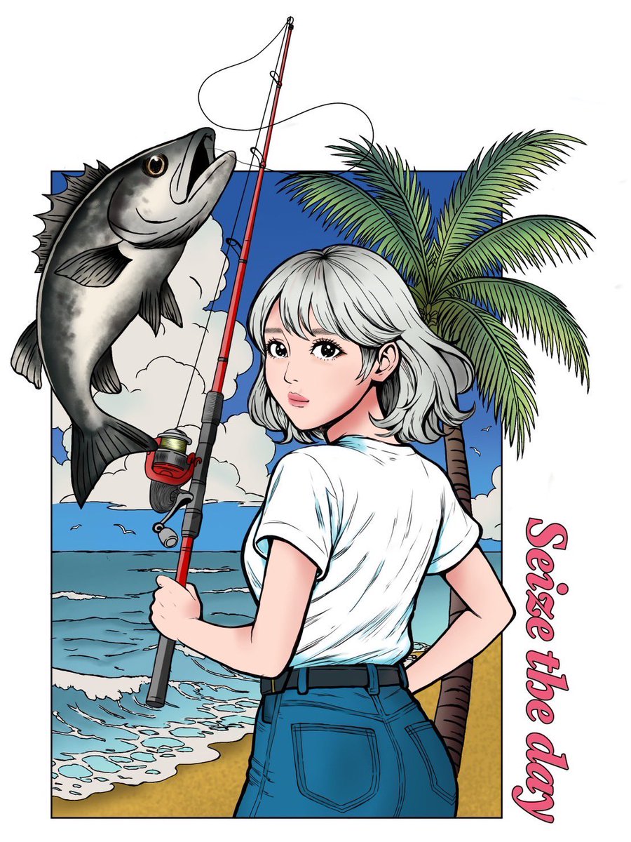 sarina_momonaga's tweet photo. 釣りオフ会の(Tシャツ��き)は、
お友達に私が釣りしてるのを
デザインしてもらって
それをTシャツにした
私の自己満Tシャツです😂
釣りする時に着たくて作らせていただきました。
それをみんなでお揃いにしようぜというやつです👆🏻🩵
欲しい方は、是非Getしてね👍🏻✨️ https://t.co/dzrR0MIKZF