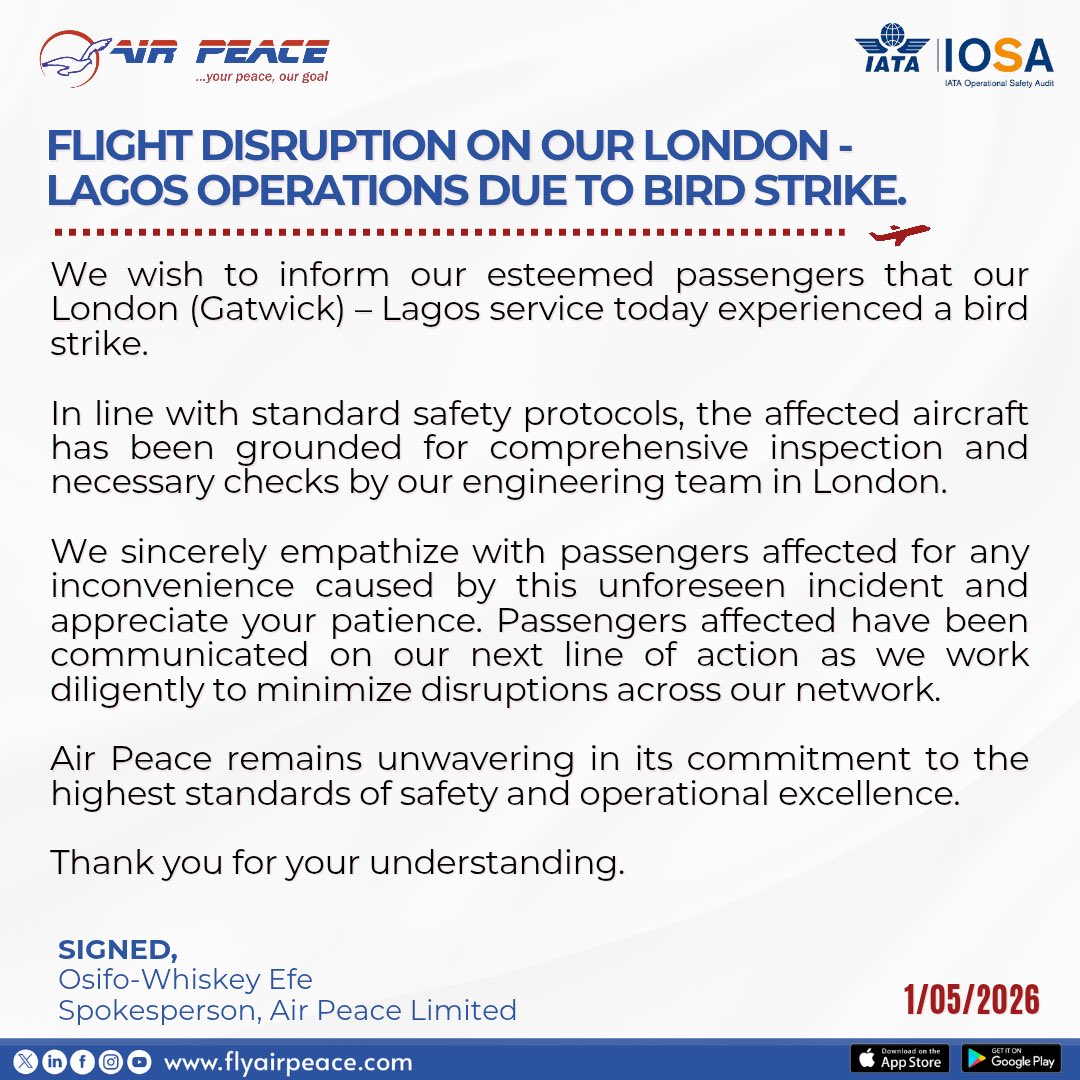 Air Peace tweet media