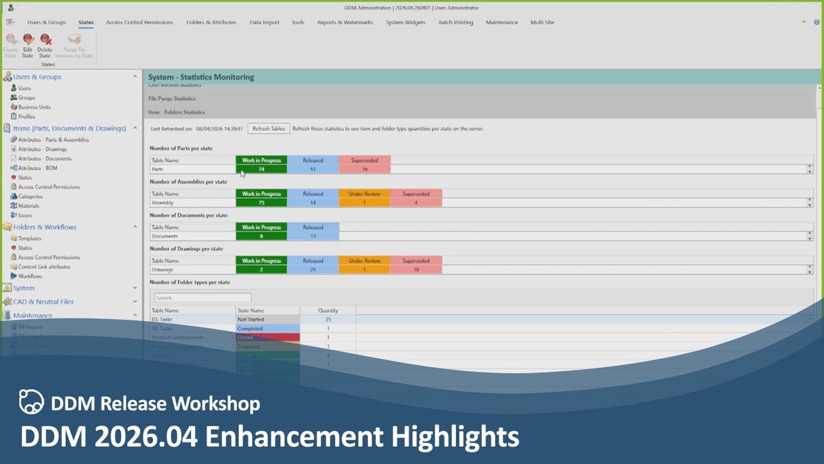 DDM_PLM's tweet photo. Our latest workshop explored the DDM 2026.04 release, introducing enhancements across searching, attachments, CAD integrations and administration.

📺 Watch now: https://t.co/ziAlvMCfcq
📖 Release Notes: https://t.co/S11y5NhgBI

#PLM #PDM #CAD #CADManagement #DocumentManagement https://t.co/19xwAzwzUh