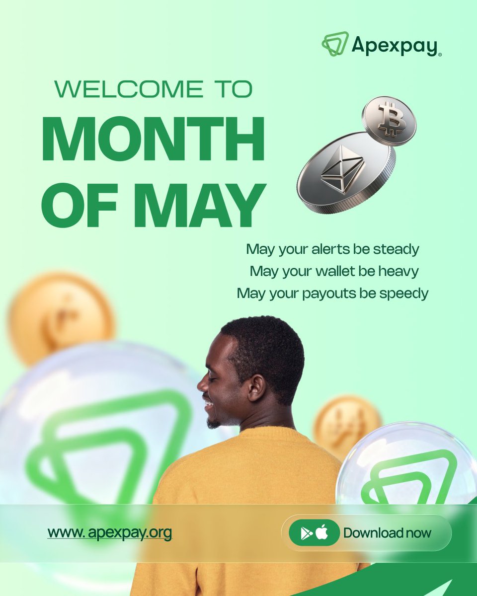 Welcome to the month of May.

May this new month bring fresh goals, new wins, and better money moves.

Stay active with Apexpay✅