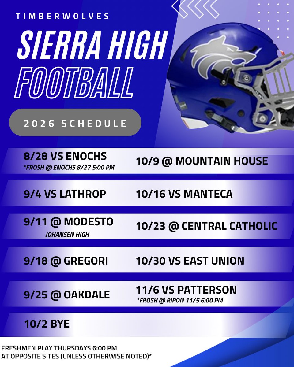 SierraTwolvesFB's tweet photo. New season. New Era. 🐺🏈

LET’S GO!

#sierrahigh #shsfootball #twolves #2026season #fridaynightlights https://t.co/WjjPWXYAmk